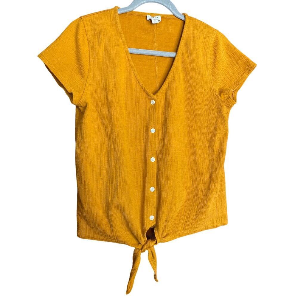 Mustard Yellow J. Crew Top Button Tie Bottom Small